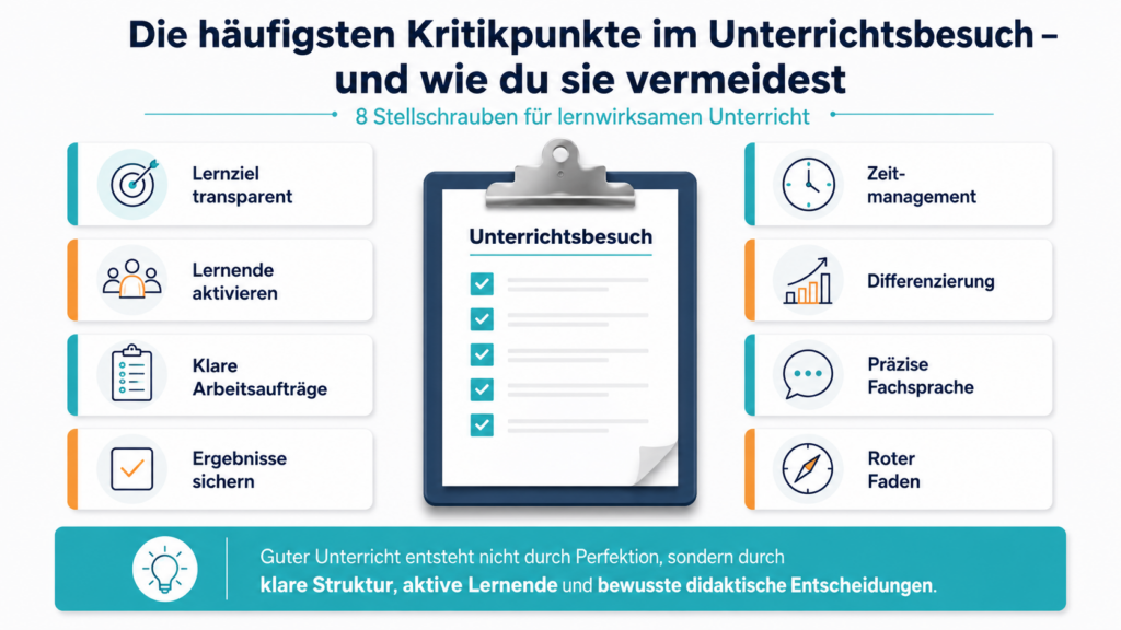 häufige Kritikpunkte bei Unterrichtsbesuchen